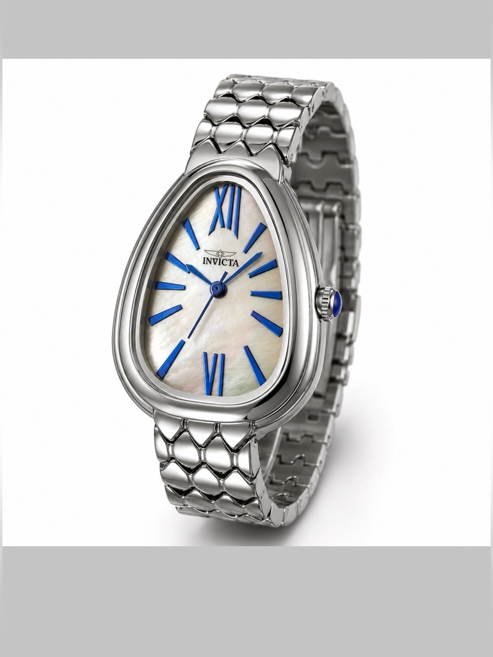 Invicta Celestial 70382 Snake Look Silver Tone Bracelet Watch Pear MOP Face NIB